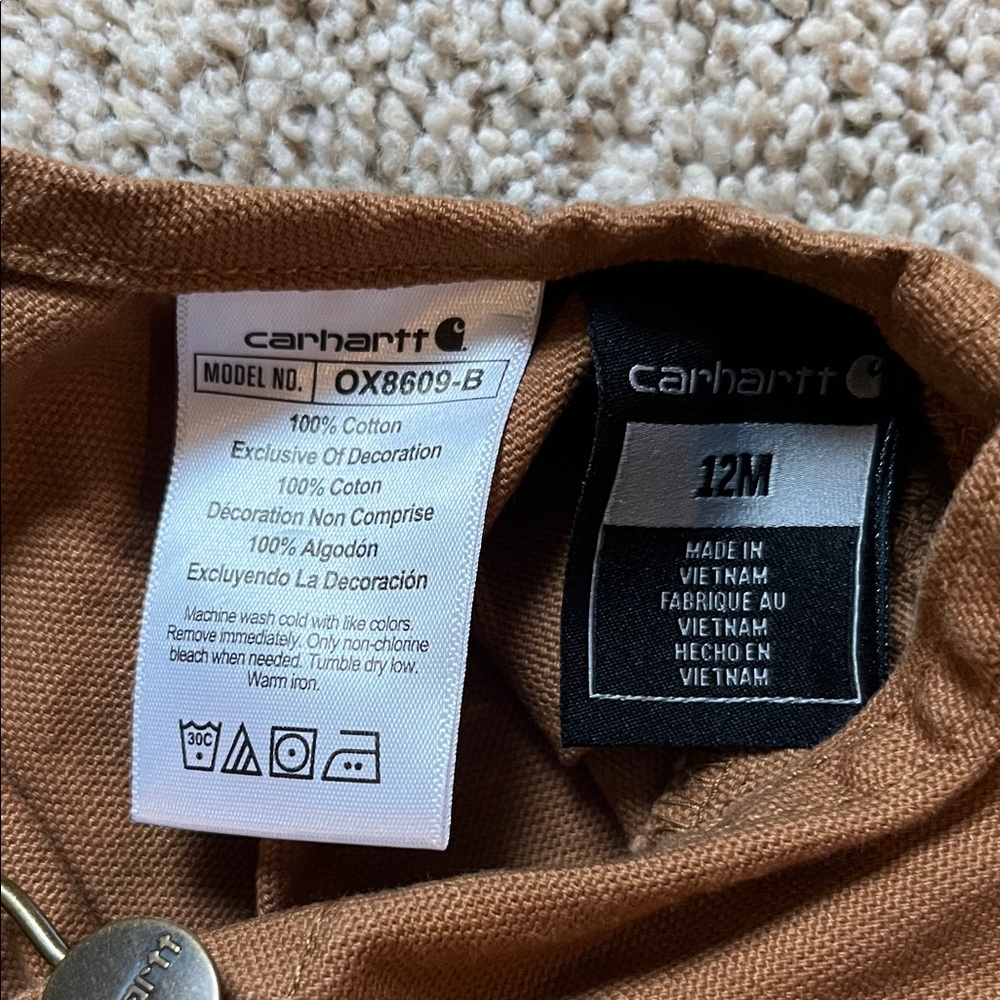 Carhartt Kids Overalls in Classic Brown - Picture 2 of 5